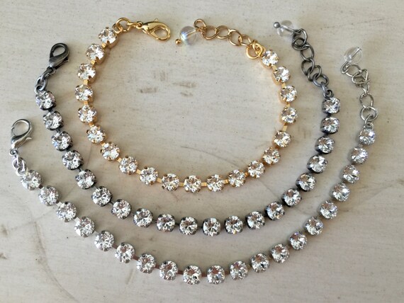 Stackables Clear Swarovski Crystal Bracelet, Select Setting Color