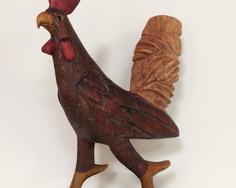 Hand Carved Wooden Folk Art Rooster