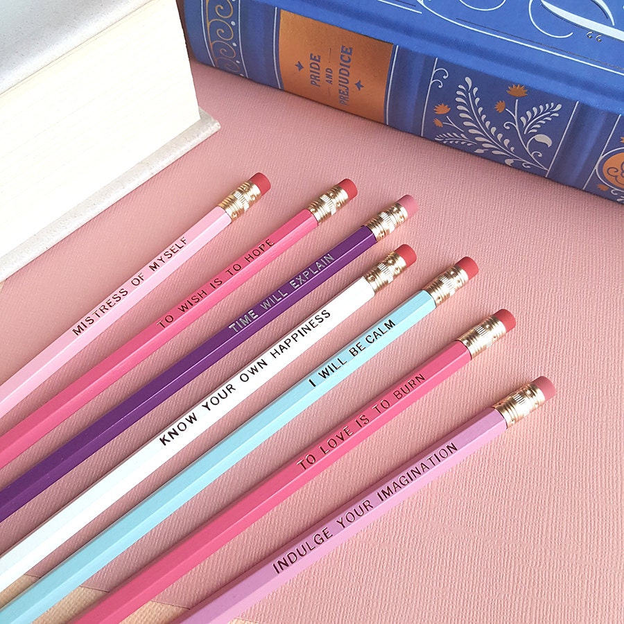 Jane Austen Pencil Set 7Pretty Pencils Engraved Pencils