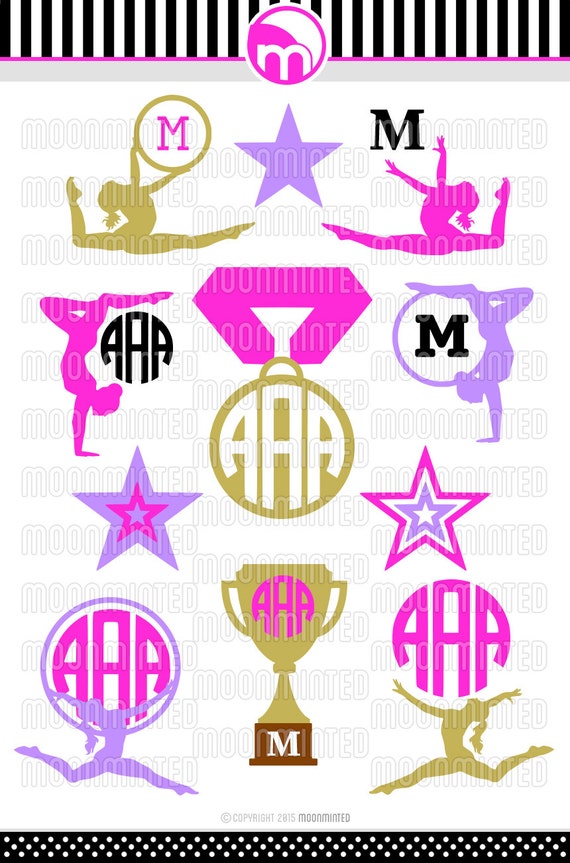 Download Gymnastics SVG Cut Files Monogram Frames for Vinyl Cutters