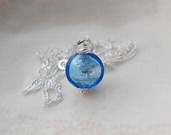 Blue Petite Murano Glass Necklace