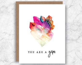 You are a Gem Card - You are a Gem Card - Thank You Card - Appreciation Card - Teacher Card - Friendship Card - Wedding Party Card