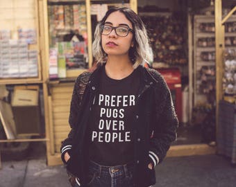 Funny Pug Shirt - i prefer PUGS over people Short-Sleeve Unisex T-Shirt pug mom pugs pug dad pug mum funny pug shirt pug shirts pug gift