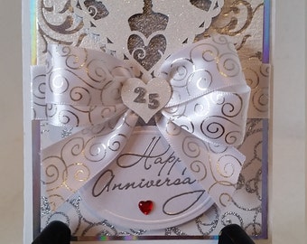 Beautifully Unique Handmade 25th Anniversary Greeting Card