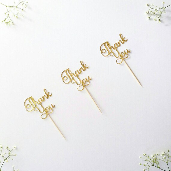 Set of 12 Thank You cupcake toppers in any color party