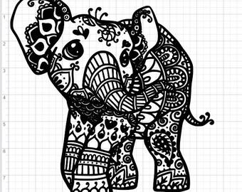 Zentangle elephant | Etsy