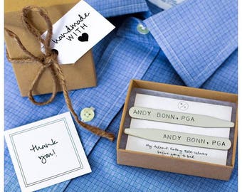 Personalized Collar Stays // 1 Set of Collar Stays // Father's Day,Groomsmen, New Job, Job Promotion, Birthday, Anniversary, Wedding Present