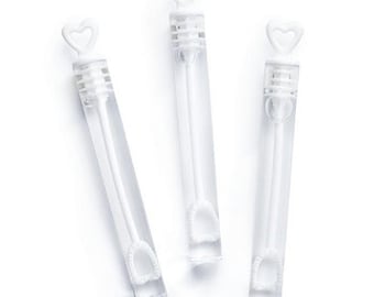 100 Heart Topped Wedding Bubble Tubes - Sold in Sets of 100
