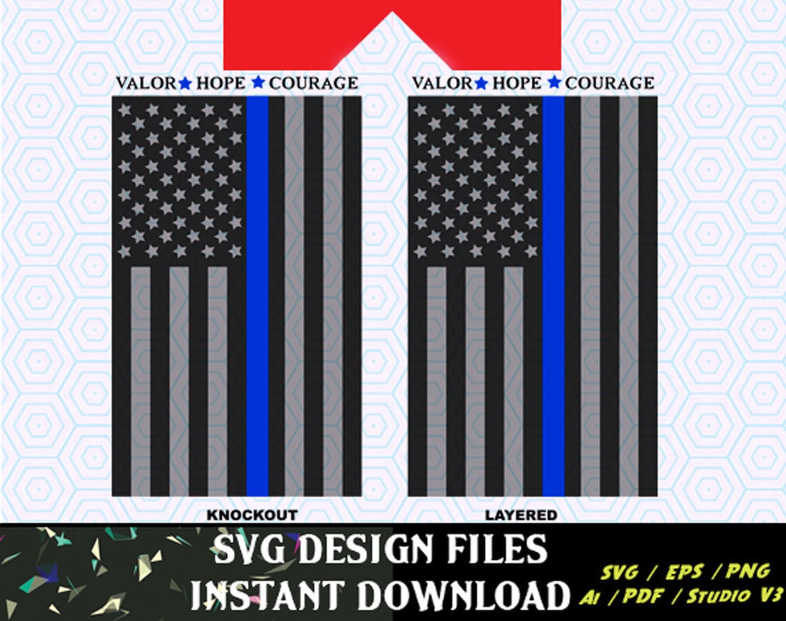 Thin Blue Line Flag SVG Vinyl Cutting Decal for Mugs T