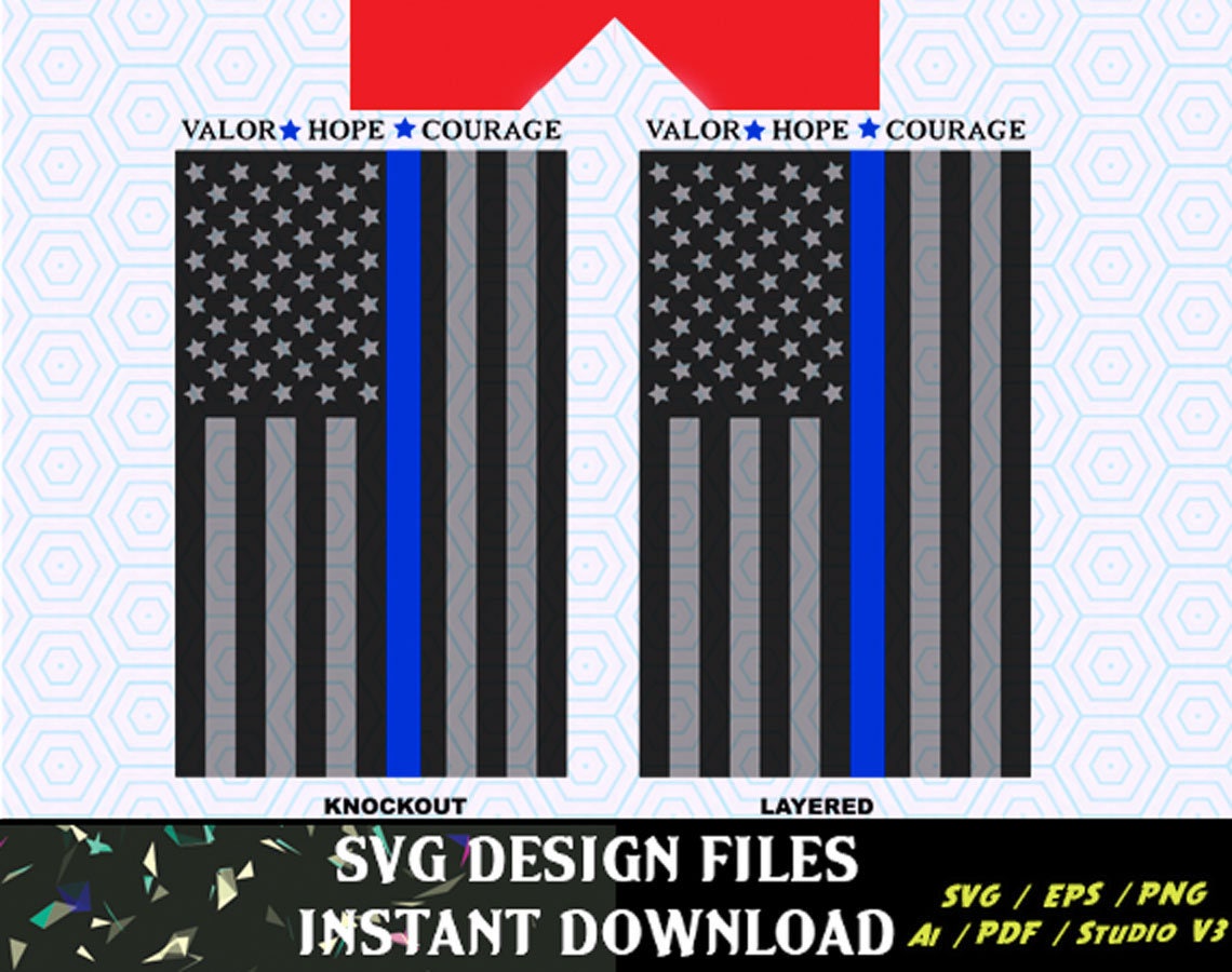 Download Thin Blue Line Flag SVG Vinyl Cutting Decal, for Mugs, T ...