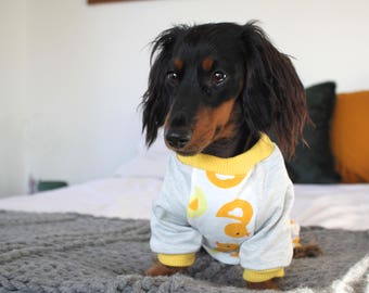 The Duck Onesie Pet Dog Panamas PJs Pet Apparel Accessories Jammies Sleepwear Outfit Clothes Clothing Designer Cute Fashion Pablo & Co.