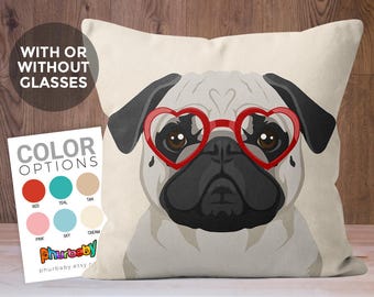 Pug Pillow | Stuffed Dog Pillow | Girlfriend Gift | Pet Pillow | Wife Gift | Dog Accent Pillow | Gifts Under 25 | Dog Art | Pug Owner Gift
