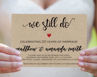 We Still Do Invitations - Vow Renewal Invitation Template - Editable Template - DIY Wedding - Renew Vow - Downloadable wedding #WDH8WS268