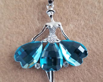 Lovely Blue Ballerina / Dancing Lady Necklace