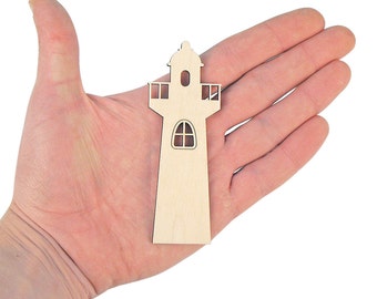 Wooden Lighthouse (10cm) Shape Art Projects Craft Decoration Gift Decoupage Embellishments DIY Project MG000264