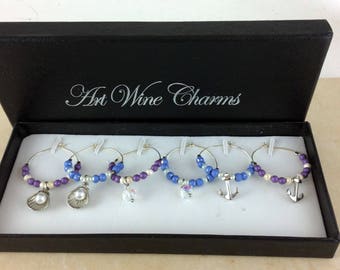 Wine Glass Charms, Ocean wine charms, Wine Lover Gift, Wine Charms, Wine Gift, Birthday Gift. BFF Gift, Party Favors, Barware, Hostess gift