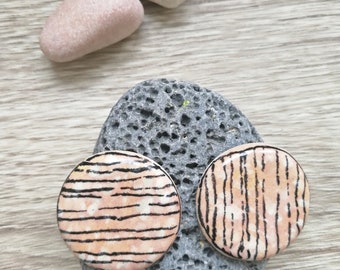 Small Circle Bright Blush Handmade Ceramic Cabochons- DAMYANAH STUDIO