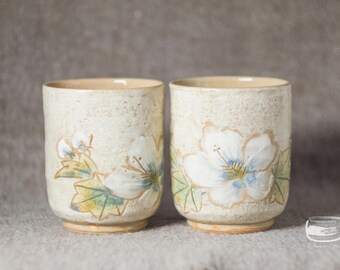 Couple of Meoto Yunomi tea cups for Japanese tea - handmade *0602