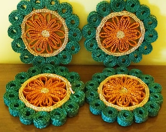 Straw Trivets; Set of Four; FREE SHIPPING !!!