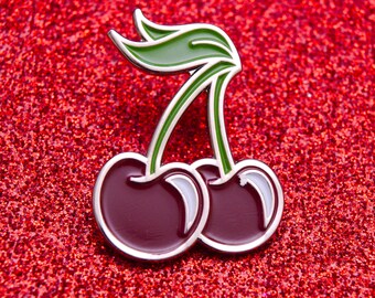 Cherry Enamel Pin | Cherries Pin Badge | Cute Pin Badge | Fruit Pin Badge | Soft Enamel Badge