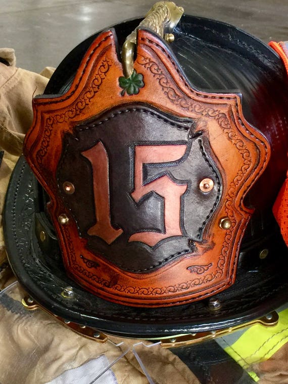 Custom Leather Fire Helmet Shields