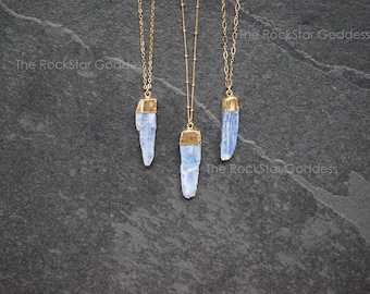 Kyanite Necklace / Gold Kyanite Necklace / Raw Kyanite Pendant / Kyanite Pendant / Kyanite Jewelry / Raw Kyanite Jewelry / Blue Kyanite