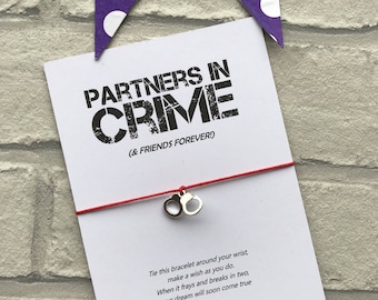 Partners in crime wish bracelet, friends forever wish bracelet, handcuffs bracelet, best friends charm bracelet, pocket money gift