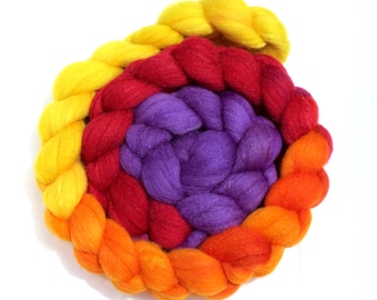 Hand Dyed Merino/Tussah Silk Top 4.4 oz - Carnival Time
