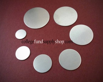 1" ALUMINUM 14 or 16 g. SETS OF 3 stamping discs, stamping blank, one, disc etching, metal supply shop, jewelry supply, handstamping blanks