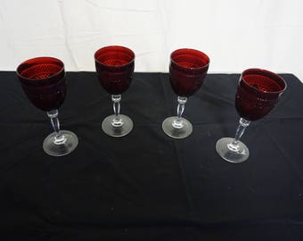 Vintage Cranberry Wine Glasses