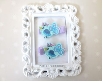Set Of Two Bird Baby hair clip, Baby barrette, girl hair bow, toddler hair clip, girl hair clip, girl barrette, baby hair bow set
