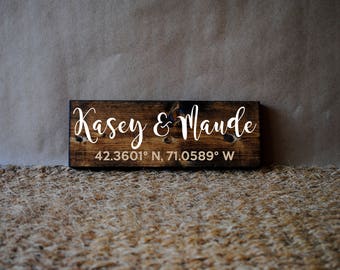 Couples Gift, Coordinates, Hometown Sign | Engagement Gift, Wooden Sign, Housewarming Gift, Custom Coordinates sign, GPS Coordinates Gift