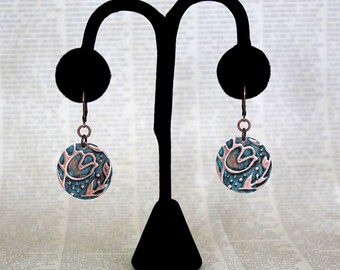 Vintaj Earrings, Circle Earrings, Flower Earrings, Tulip Earrings, Bohemian Jewelry, Patina Jewelry, Vintage Jewelry, Copper Jewelry
