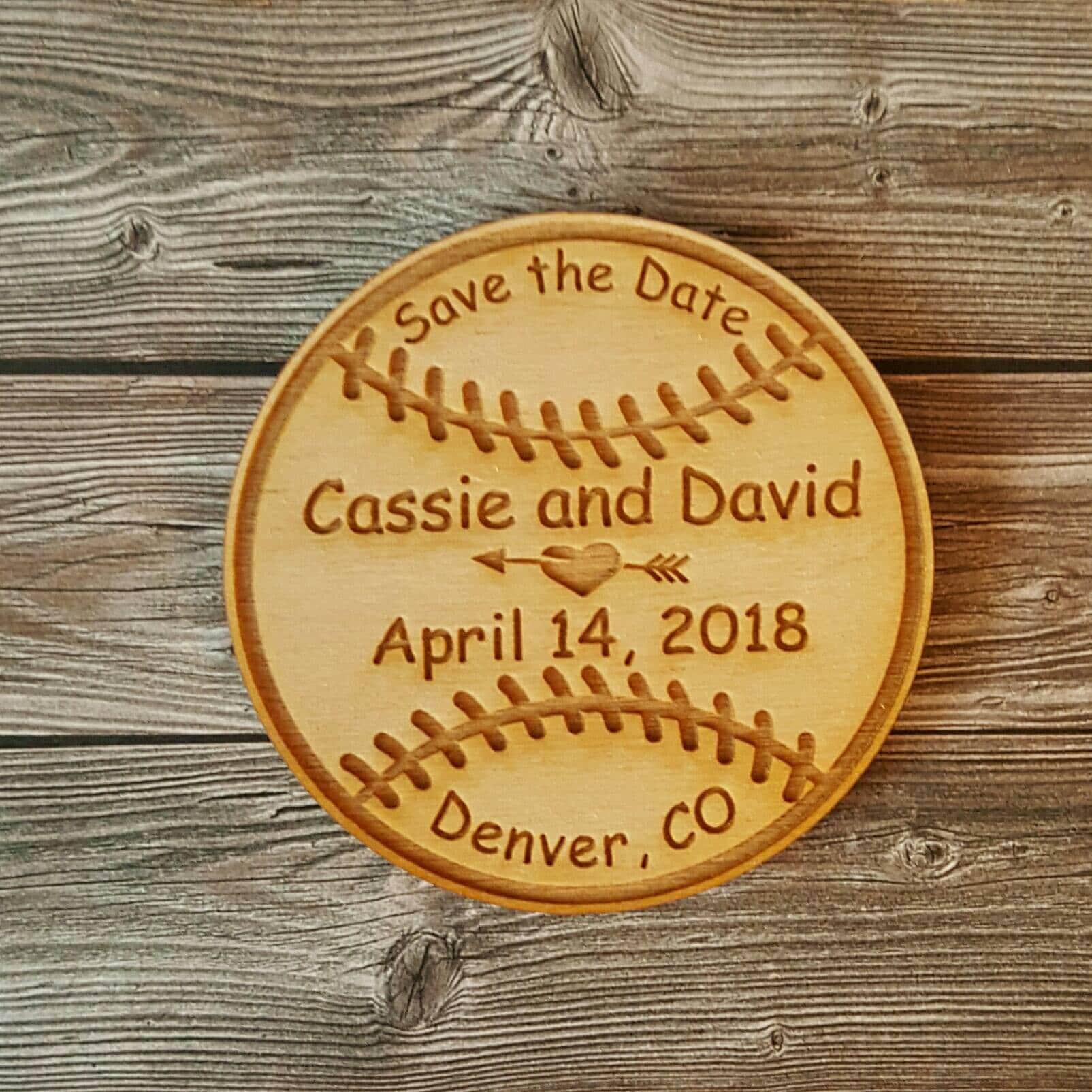 save the date wedding magnets with frame and envelopes baseball