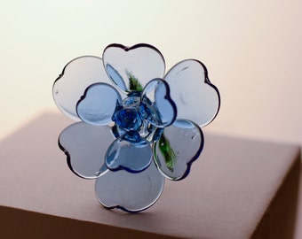 Large Hand Blown Glass Long Stemmed Rose