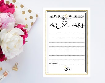 Advice and Well Wishes for the Mr And Mrs Wedding Advice Cards SET OF 50 Wedding Well Wishes Wedding Cards Advice for the Bride and Groom