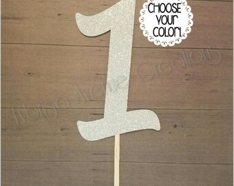 Glitter Number Cake Topper - Numeral Cake Topper - 1-9 Glitter Cake Topper - First Birthday Cake Topper - Glitter Numeral Cake Topper