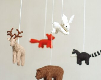 baby mobile - woodland baby mobile - forest animals mobile - baby shower gift - made to order