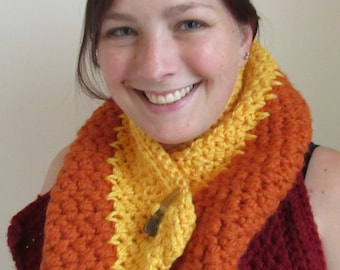 Yellow Orange Red buttoned Scarf