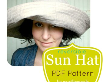 Gardening Hat PDF Pattern - Womens Over the Top Quick Sunhat DIY Sewing Project Pattern - Digital File Download