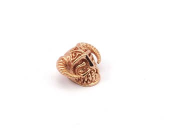 Rose Gold Skull with Horns, 2 Rose Gold Plated Brass Skull Head Bracelet Parts (11.50x19mm) N372 Q163