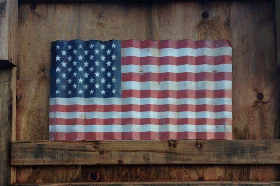 Metal Flag Rustic American Flag salvaged flag rustic decor