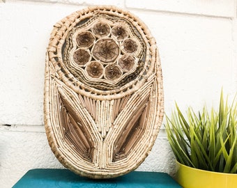 Vintage natural woven oval basket