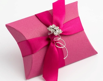 10 Hot Pink Silk Pillow Boxes