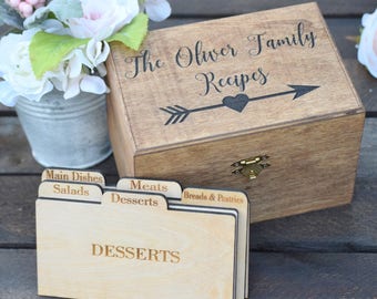 Recipe Box - Personalized Recipe Box - Housewarming Gift - Wedding Shower Decor - Wood Recipe Box - Mothers Day Gift - Christmas Gift