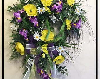 Spring Wreath For Door, Front Door Wreath, Floral Door Wreath, Floral Wreath, Spring Door Wreath, Gift For Mom, Gift For Mothers Day Wreath