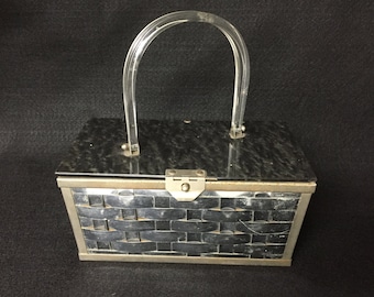50s,60s VINTAGE PURSE,LUCITE,Bakelite,Plastic,Tin/Metal,Silver Turtle Shell Top,Superawesome!!!
