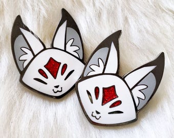 Queenie Floral Frolic Fox Kitsune Enamel Lapel Pin