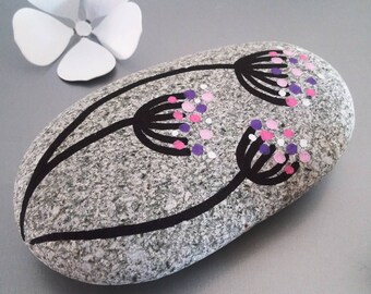 "Dandelions" hand painted Pebble
