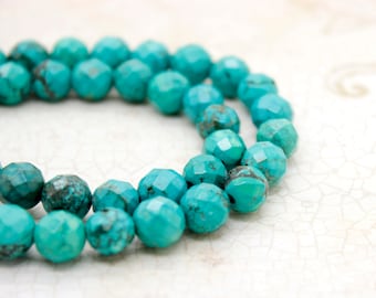 Stabilized Turquoise Faceted Round Gemston Beads (4mm, 6mm, 8mm, 10mm, 12mm)